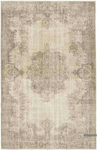 Bej Boyalı El Dokuma Vintage Halı - 162 cm x 247 cm