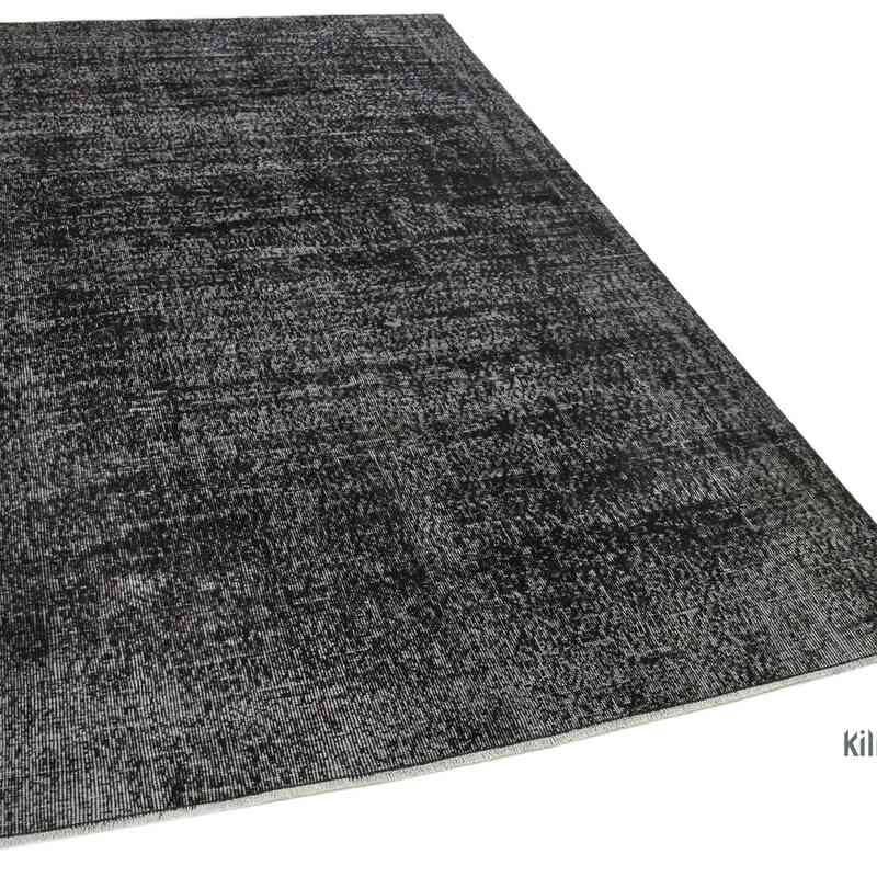 Black Over-dyed Vintage Hand-Knotted Turkish Rug - 4' 11" x 8' 7" (59 in. x 103 in.) - K0056054