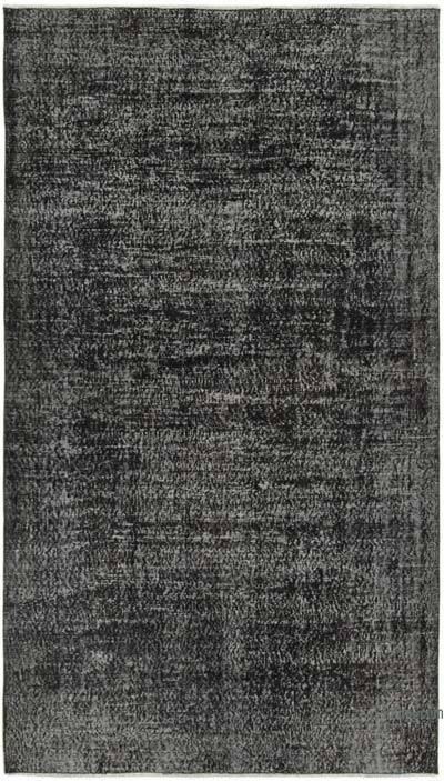 Black Over-dyed Vintage Hand-Knotted Turkish Rug - 4' 11" x 8' 7" (59 in. x 103 in.)
