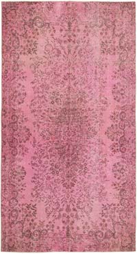 Pembe Boyalı El Dokuma Vintage Halı - 162 cm x 294 cm