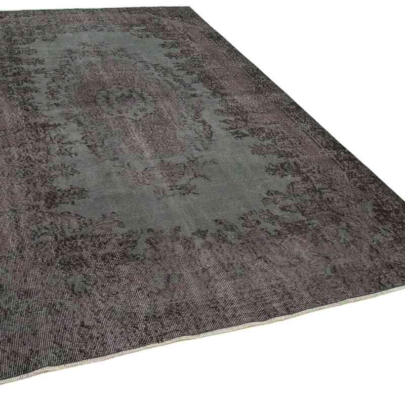 Black Over-dyed Vintage Hand-Knotted Turkish Rug - 6' 2" x 10' 4" (74 in. x 124 in.) - K0056061