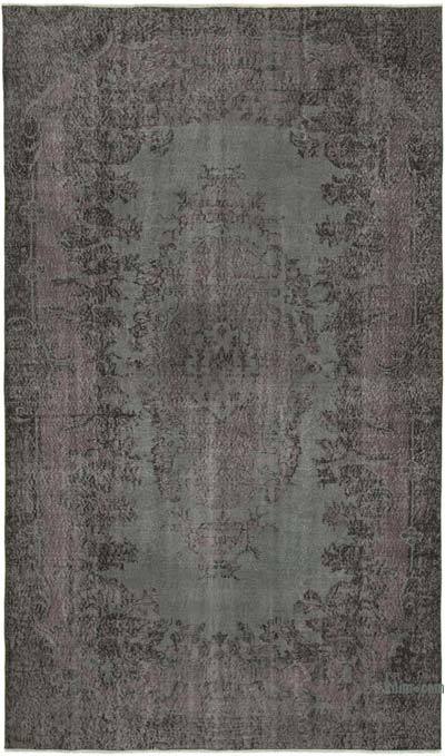 Black Over-dyed Vintage Hand-Knotted Turkish Rug - 6' 2" x 10' 4" (74 in. x 124 in.)
