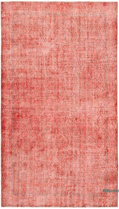 Red Over-dyed Vintage Hand-Knotted Turkish Rug - 5'  x 8' 8" (60 in. x 104 in.)