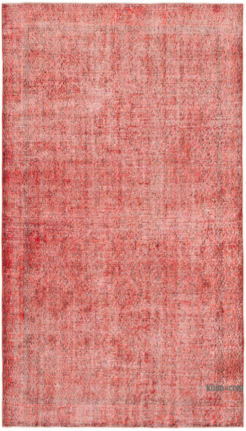 Kırmızı Boyalı El Dokuma Vintage Halı - 152 cm x 265 cm - K0056064