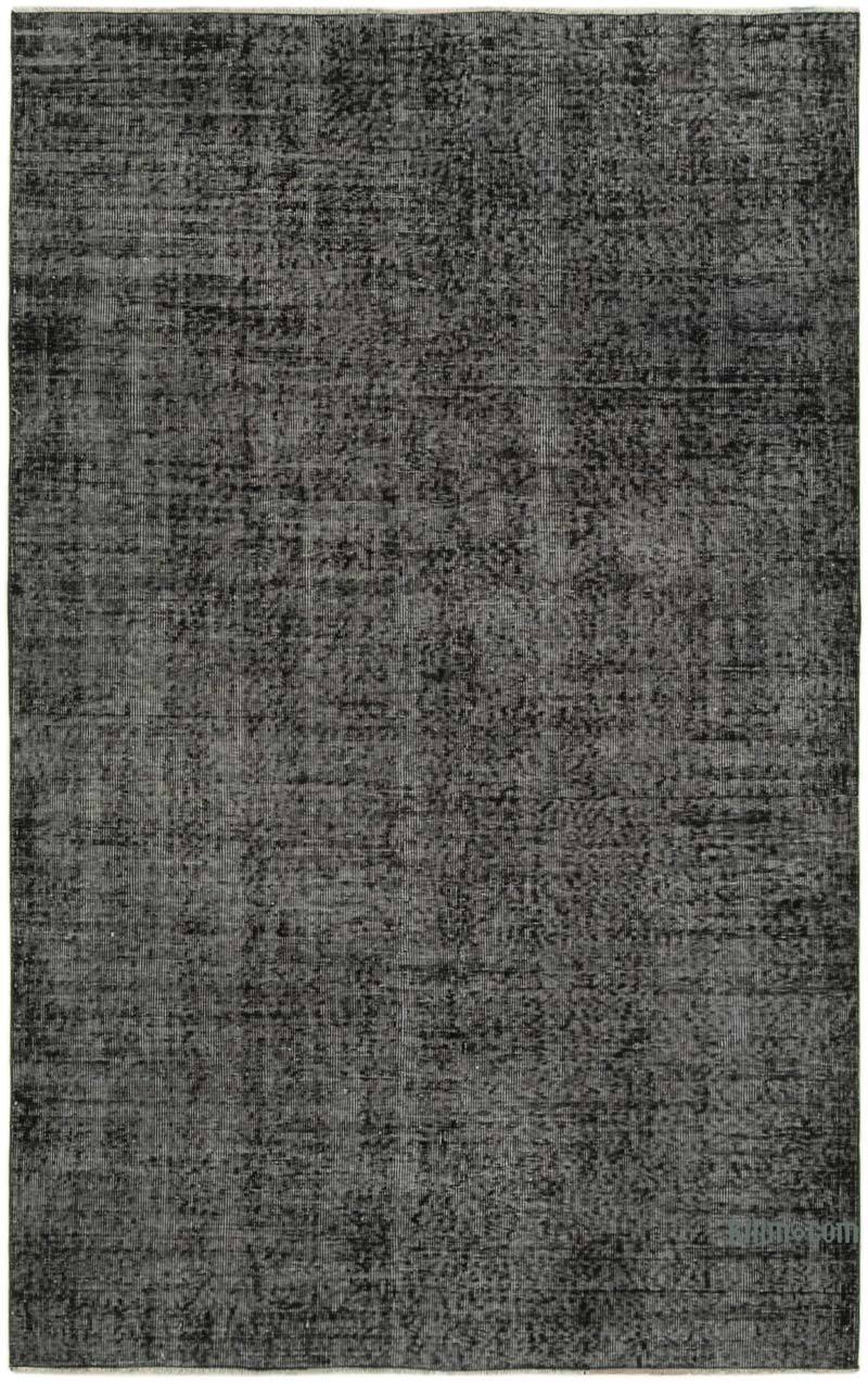 Siyah Boyalı El Dokuma Vintage Halı - 157 cm x 251 cm - K0056066