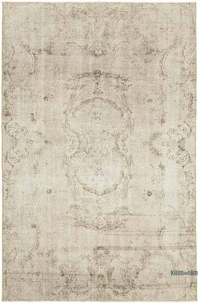 Bej, Gri Boyalı El Dokuma Vintage Halı - 180 cm x 272 cm