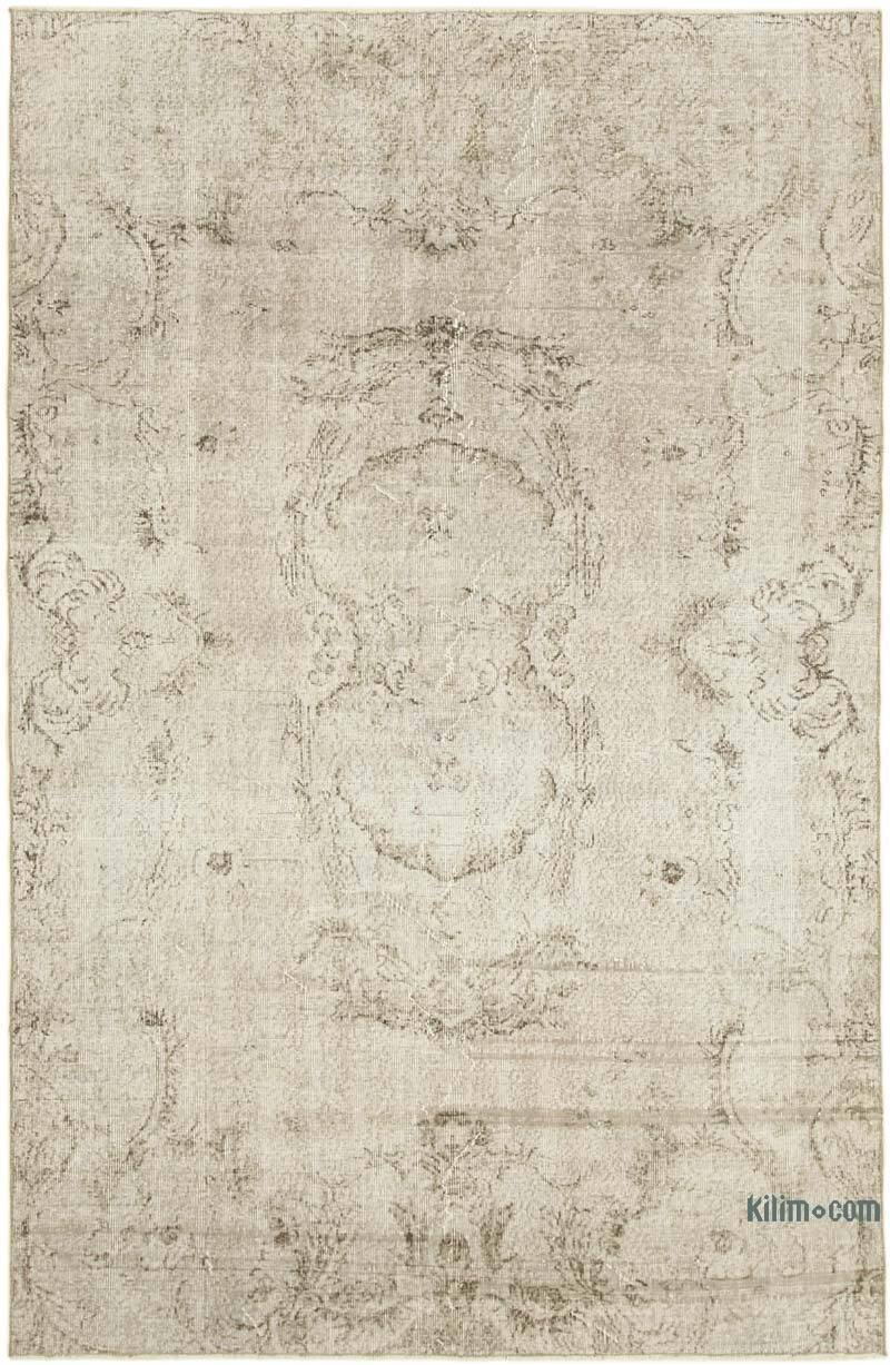 Bej, Gri Boyalı El Dokuma Vintage Halı - 180 cm x 272 cm - K0056069
