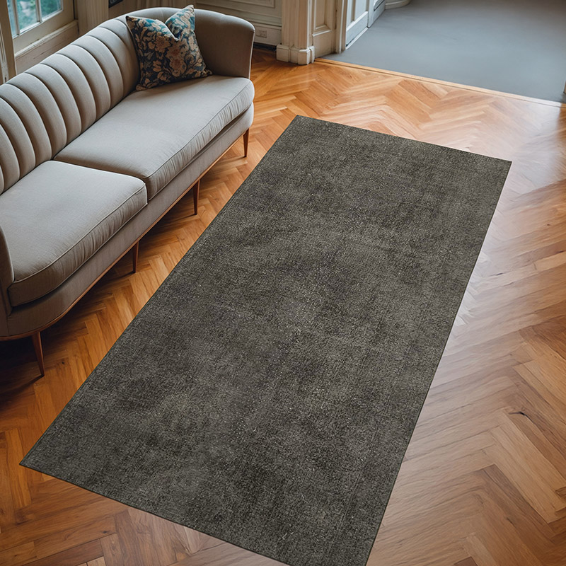 Siyah Boyalı El Dokuma Vintage Halı - 145 cm x 292 cm - K0056072