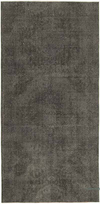Siyah Boyalı El Dokuma Vintage Halı - 145 cm x 292 cm