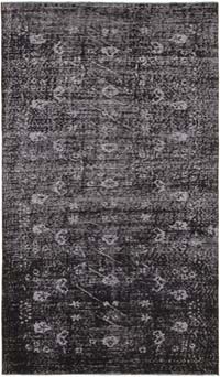 Siyah Boyalı El Dokuma Vintage Halı - 157 cm x 266 cm
