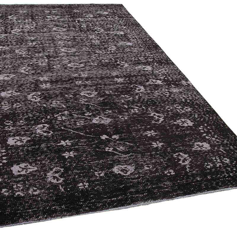 Siyah Boyalı El Dokuma Vintage Halı - 157 cm x 266 cm - K0056075