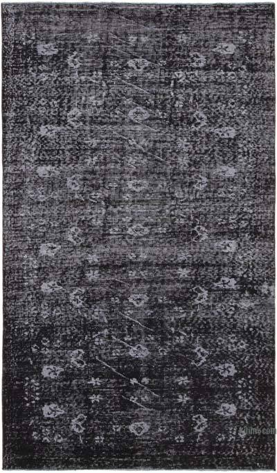 Siyah Boyalı El Dokuma Vintage Halı - 157 cm x 266 cm