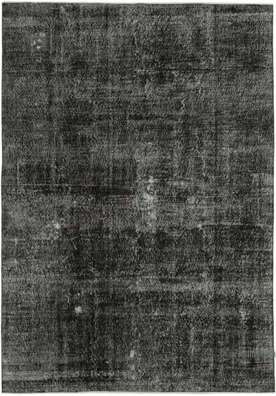 Black Over-dyed Vintage Hand-Knotted Turkish Rug - 6' 11" x 9' 9" (83 in. x 117 in.)