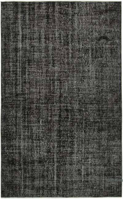 Siyah Boyalı El Dokuma Vintage Halı - 167 cm x 267 cm