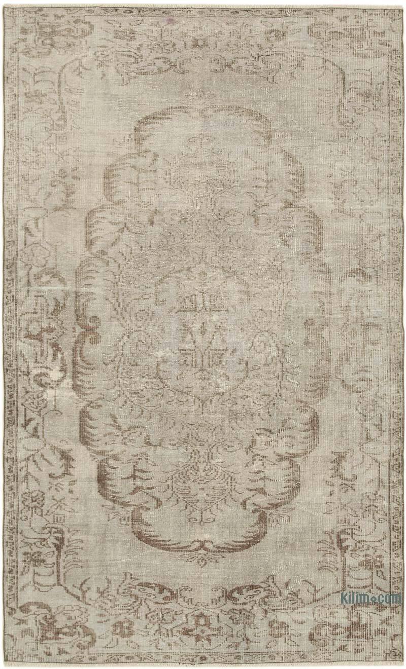 Gray Over-dyed Vintage Hand-Knotted Turkish Rug - 5' 7" x 9'  (67" x 108") - K0056081