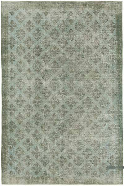 Açık Mavi Boyalı El Dokuma Vintage Halı - 206 cm x 307 cm