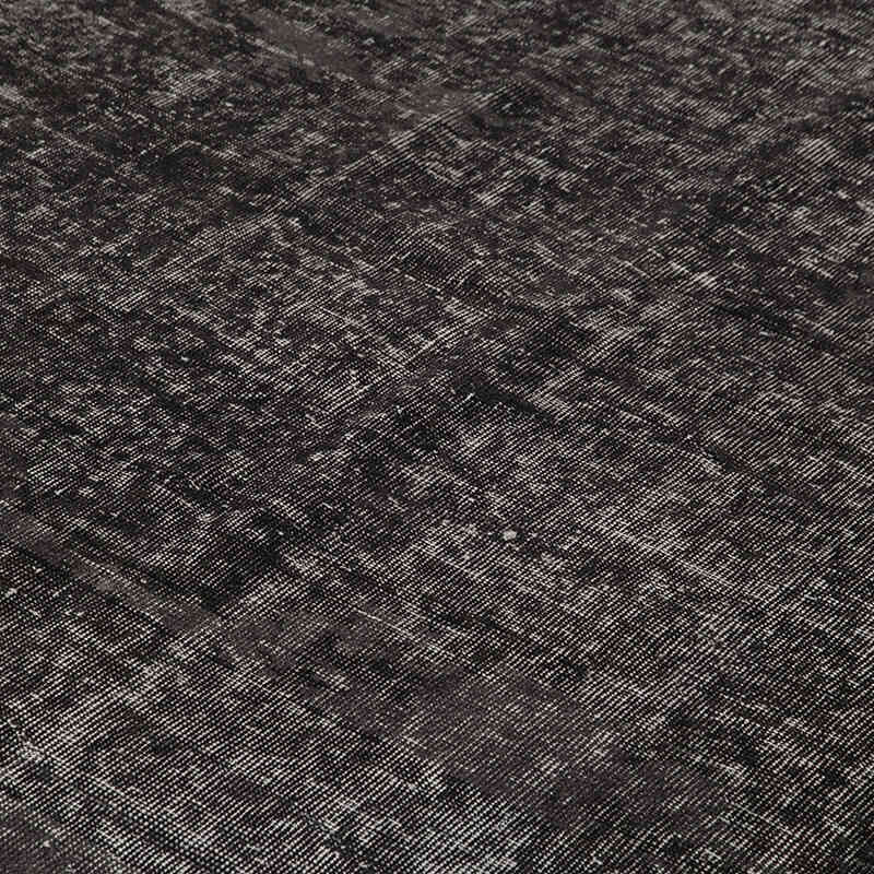 Black Over-dyed Vintage Hand-Knotted Turkish Rug - 6' 7" x 9' 2" (79" x 110") - K0056090