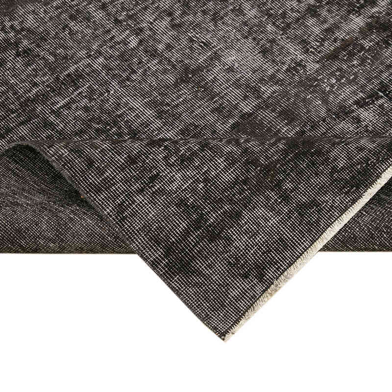 Black Over-dyed Vintage Hand-Knotted Turkish Rug - 6' 7" x 9' 2" (79" x 110") - K0056090
