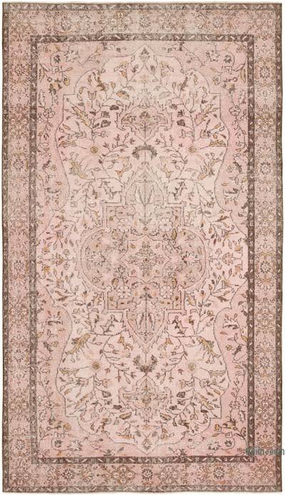 Pembe Boyalı El Dokuma Vintage Halı - 181 cm x 310 cm