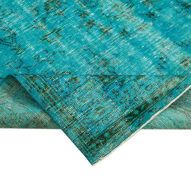 Aqua Over-dyed Vintage Hand-Knotted Turkish Rug - 6'  x 9' 9" (72 in. x 117 in.) - K0056100