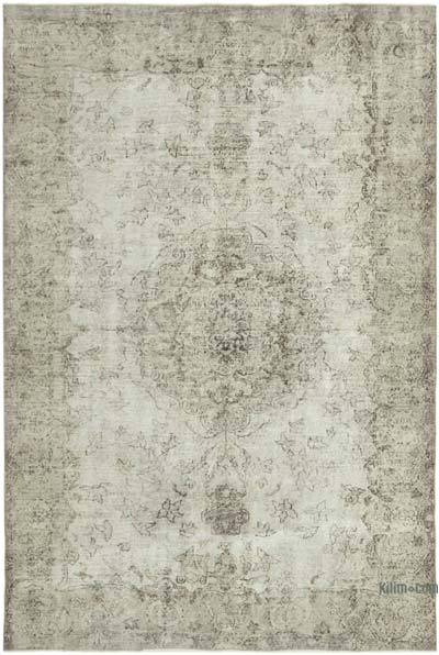 Gri Boyalı El Dokuma Vintage Halı - 195 cm x 287 cm