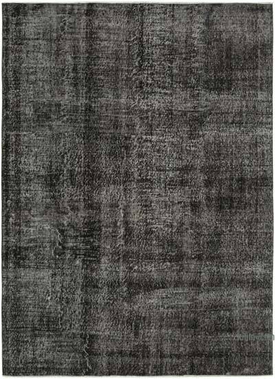 Black Over-dyed Vintage Hand-Knotted Turkish Rug - 6' 7" x 8' 11" (79 in. x 107 in.)