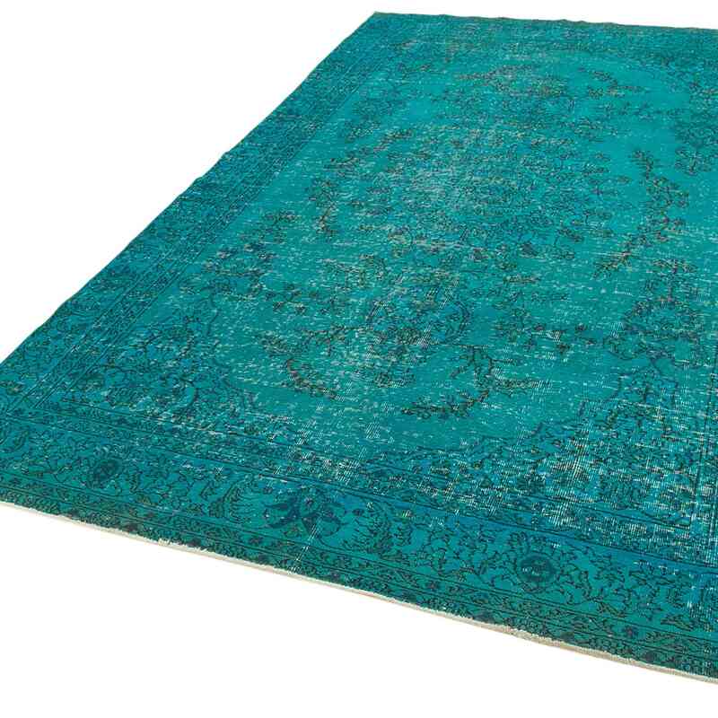 Mavi-Yeşil Boyalı El Dokuma Vintage Halı - 180 cm x 308 cm - K0056110