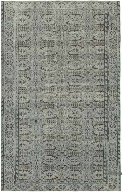 Gri Boyalı El Dokuma Vintage Halı - 176 cm x 274 cm