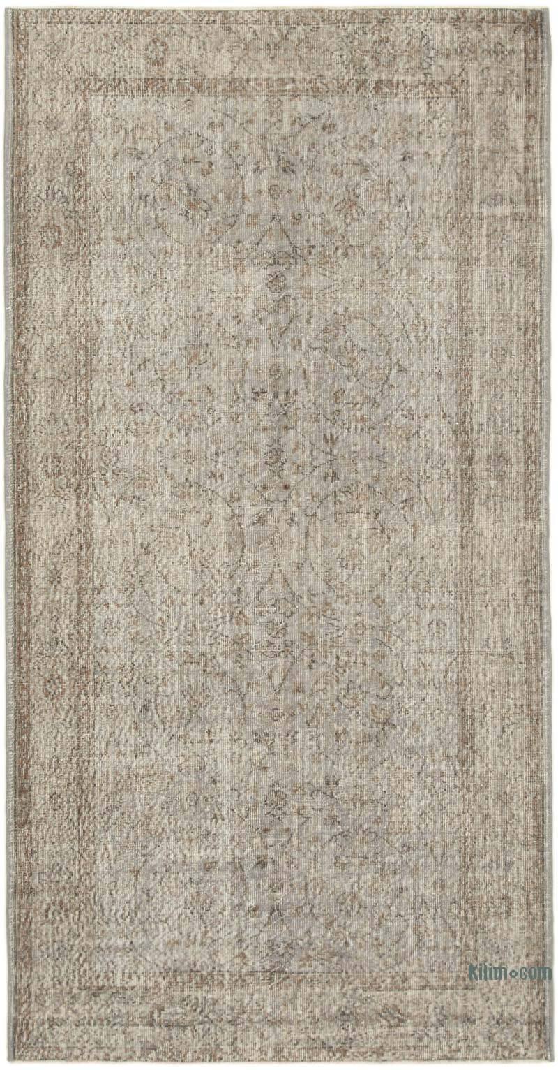 Gray Over-dyed Vintage Hand-Knotted Turkish Rug - 4' 6" x 8' 8" (54" x 104") - K0056121