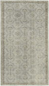 Gri Boyalı El Dokuma Vintage Halı - 153 cm x 265 cm
