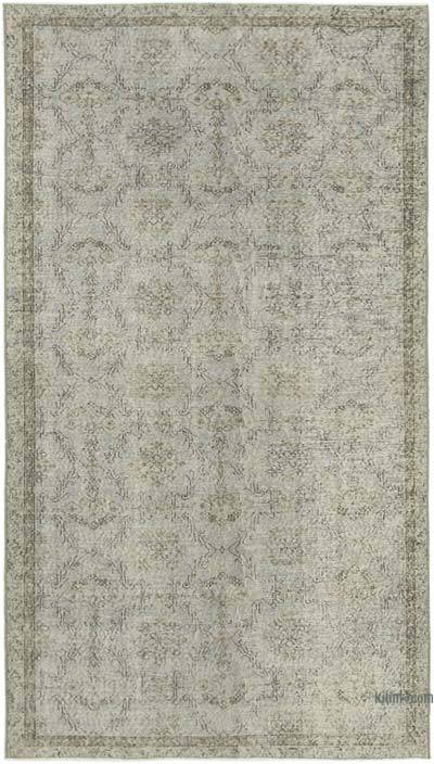 Gri Boyalı El Dokuma Vintage Halı - 153 cm x 265 cm