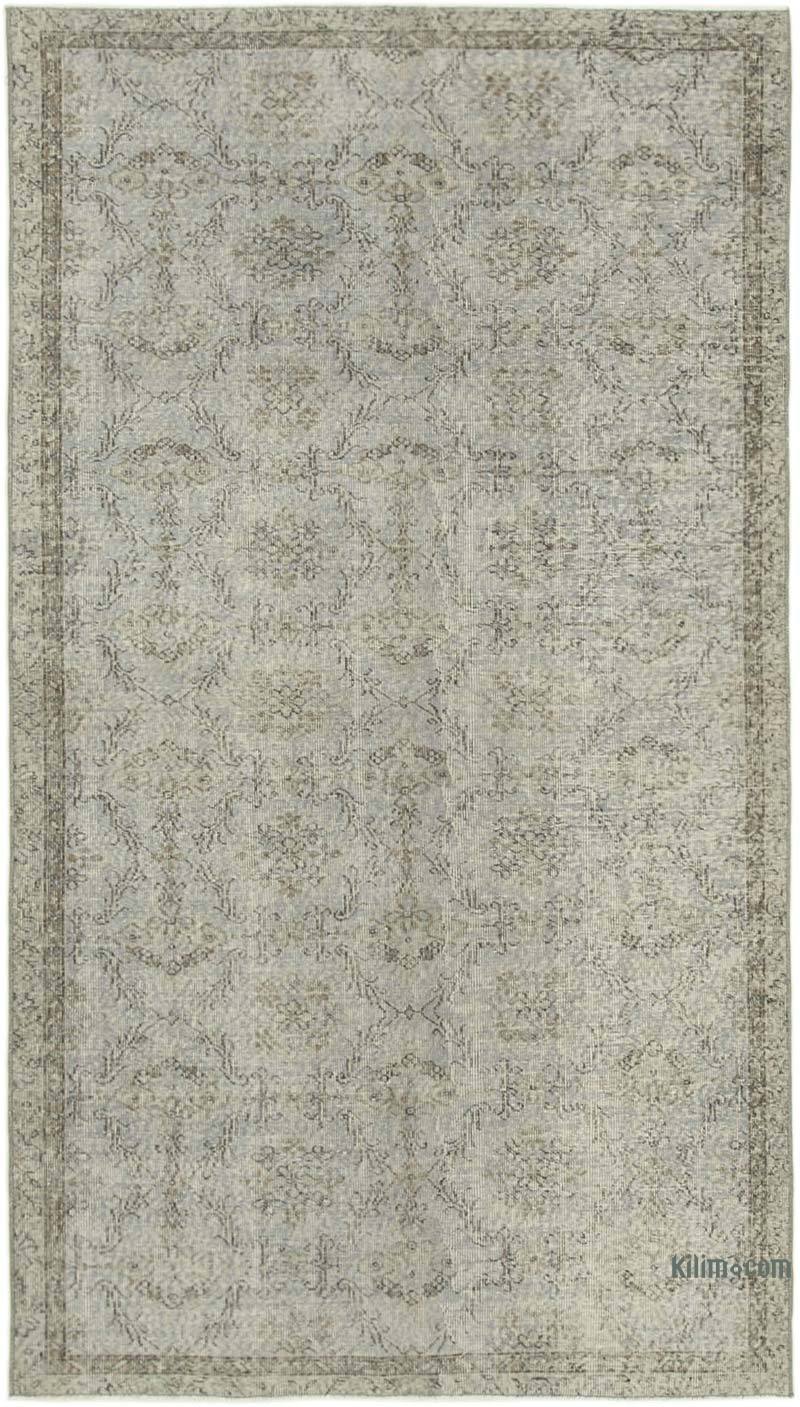 Gri Boyalı El Dokuma Vintage Halı - 153 cm x 265 cm - K0056122