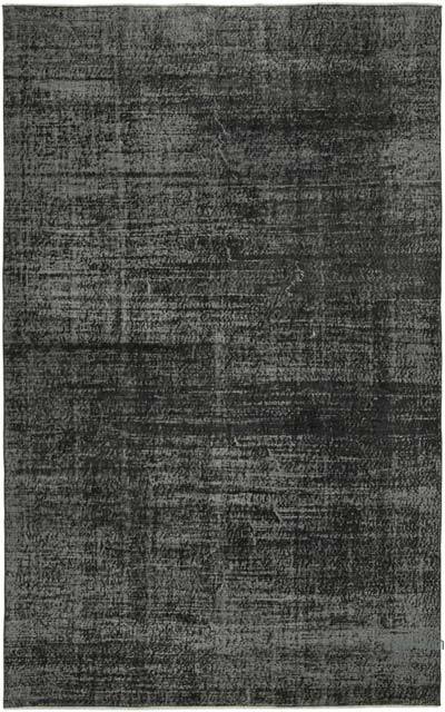 Siyah Boyalı El Dokuma Vintage Halı - 185 cm x 290 cm