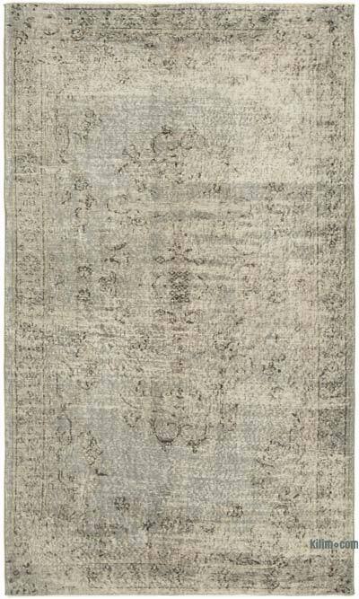 Gri Boyalı El Dokuma Vintage Halı - 148 cm x 246 cm