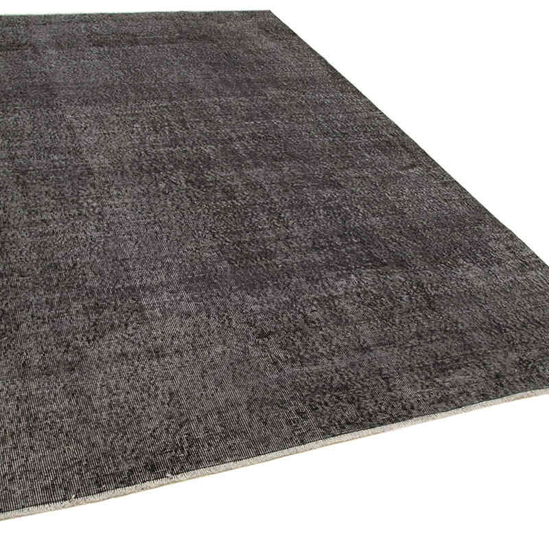 Black Over-dyed Vintage Hand-Knotted Turkish Rug - 6' 6" x 9' 8" (78" x 116") - K0056133