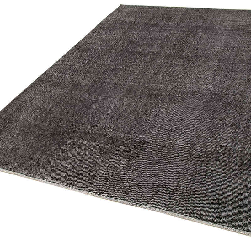 Black Over-dyed Vintage Hand-Knotted Turkish Rug - 6' 6" x 9' 8" (78" x 116") - K0056133