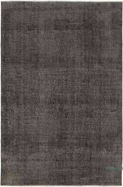 Black Over-dyed Vintage Hand-Knotted Turkish Rug - 6' 6" x 9' 8" (78 in. x 116 in.)