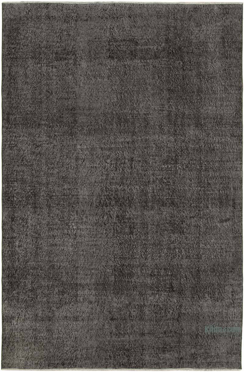 Black Over-dyed Vintage Hand-Knotted Turkish Rug - 6' 6" x 9' 8" (78" x 116") - K0056133