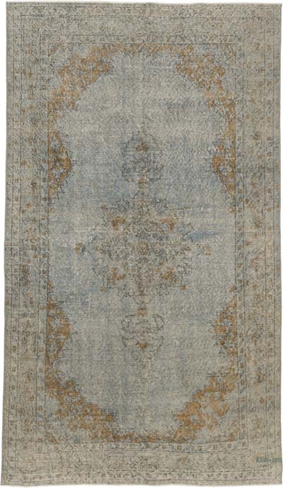 Grey Over-dyed Vintage Hand-Knotted Turkish Rug - 5'  x 8' 11" (60 in. x 107 in.)