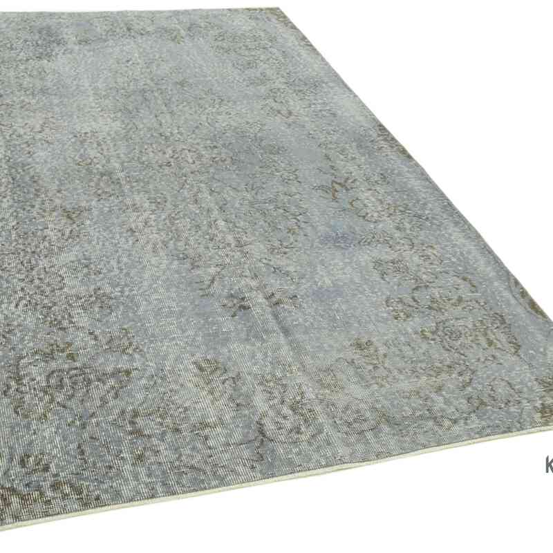 Açık Mavi Boyalı El Dokuma Vintage Halı - 142 cm x 234 cm - K0056139