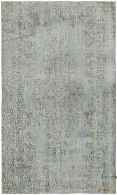 Açık Mavi Boyalı El Dokuma Vintage Halı - 142 cm x 234 cm