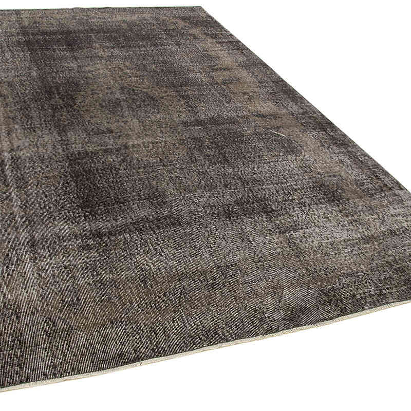 Negro Alfombra Turca Vintage Sobre-teñida - 204 cm x 316 cm - K0056140