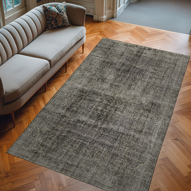 Siyah Boyalı El Dokuma Vintage Halı - 166 cm x 277 cm - K0056142