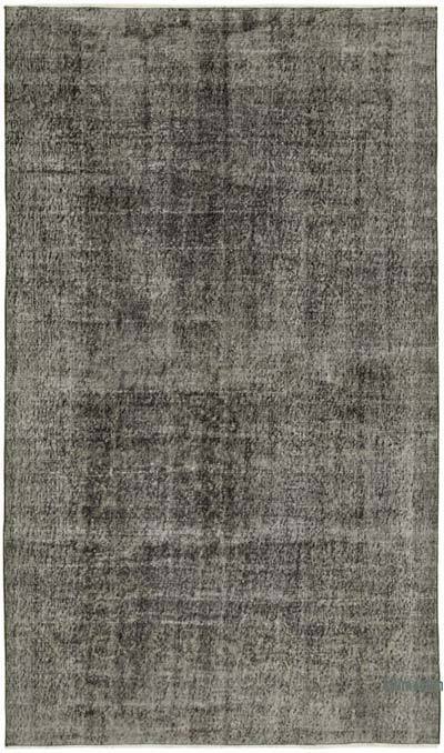Black Over-dyed Vintage Hand-Knotted Turkish Rug - 5' 5" x 9' 1" (65 in. x 109 in.)