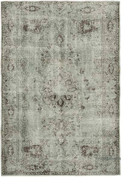Gri Boyalı El Dokuma Vintage Halı - 190 cm x 278 cm