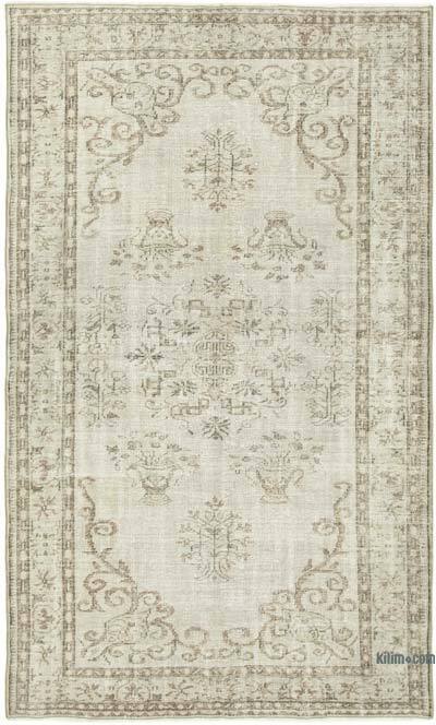 Gri Boyalı El Dokuma Vintage Halı - 172 cm x 280 cm
