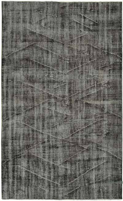 Siyah Boyalı El Dokuma Vintage Halı - 165 cm x 264 cm