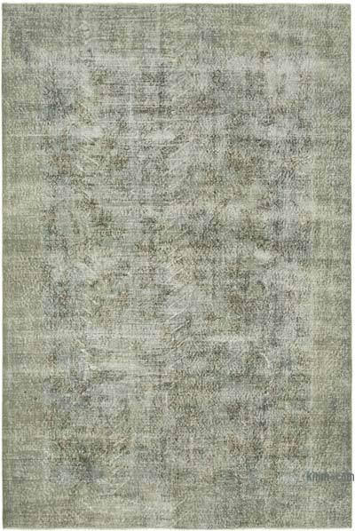 Gri Boyalı El Dokuma Vintage Halı - 202 cm x 300 cm