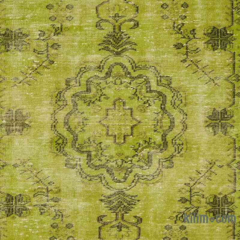 Green Over-dyed Vintage Hand-Knotted Turkish Rug - 5' 11" x 9' 2" (71 in. x 110 in.) - K0056149