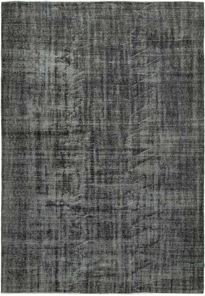 Black Over-dyed Vintage Hand-Knotted Turkish Rug - 6' 9" x 9' 11" (81 in. x 119 in.)